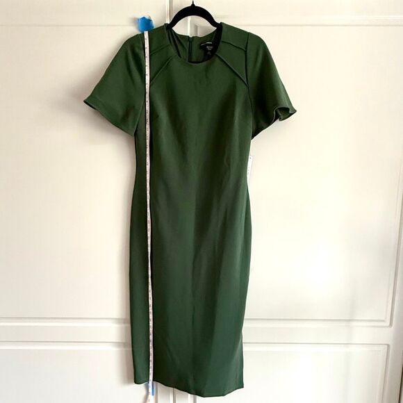 NWT Maggie London flutter sleeves green sheath midi dress Size 6 - Picture 15 of 16